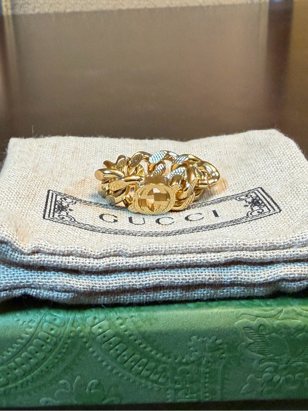 New Authentic Gucci GG Logo Ring Size S / US 6.5